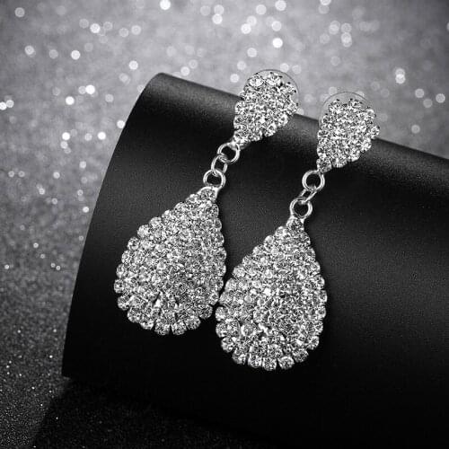 BTWGL Wedding Jewelry Rhinestone Style Wedding Earrings Ladies Earrings 2019 Round Bohemian Metal Pendant Earrings