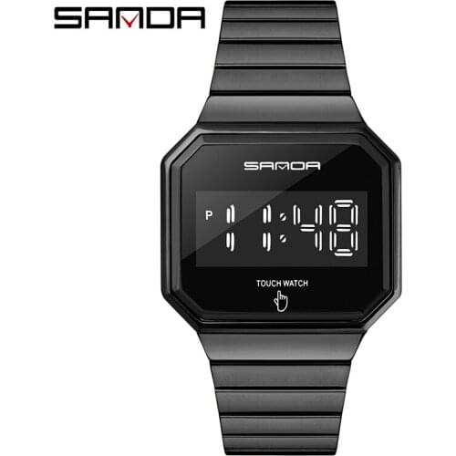 SANDA Fashion Casual Women Watches Touch Screen Waterproof Wristwatch LED Digital Watch For Women Clock Relogios Masculino 8001