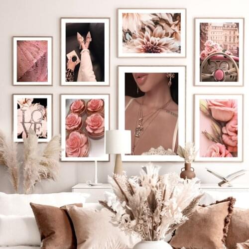 Blooming Rose Dahlia Flower Fashion Girl Love Nordic Posters And Prints Wall Art Canvas Painting Decor Pictures For Living Room