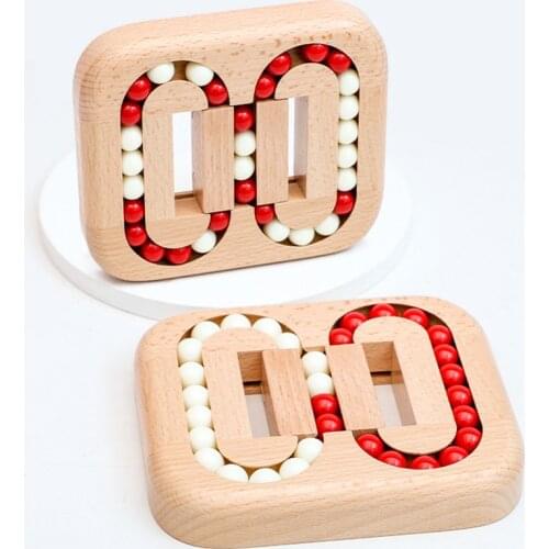 Montessori Wooden Rotating Magic Bean Fingertip Toy Puzzles Cube Games Labyrinth Unlock Early Educational Toys for Kids Gifts