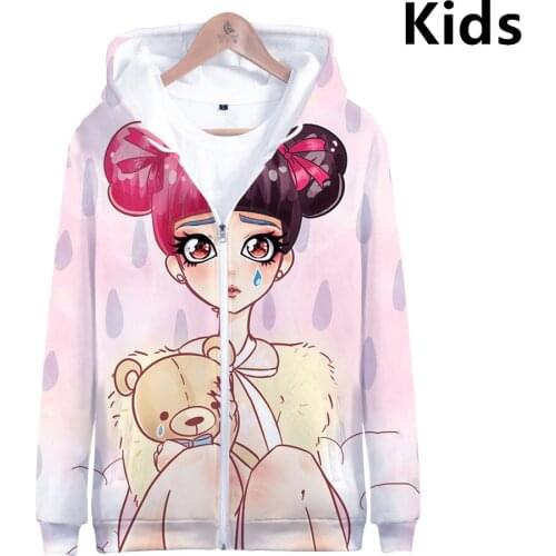 3 To 14 Years Kids Hoodies Novelty Cry Baby Melanie Martinez 3D Zipper Hoody boy/girls Sweatshirt Harajuku Jacket Coat Teen tops