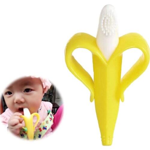 Baby Silicone Toothbrush And Environmentally Safe Baby Teether Banana Model Teething Ring Kids Teether Children Chewing