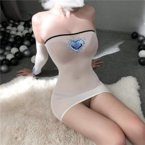 High-end Erotic Vertical Tube Top Bag Hip Skirt One-piece Suit Female Sexy Lingerie Bodysuit Women White Ultra-thin Slim Skirt