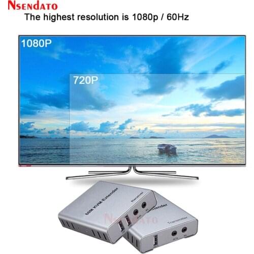 HD USB KVM extender 60m By cat5/6 Cable 1080p 60Hz HD Transmitter Receiver KVM switch with Audio IR Control mouse&keyboard port