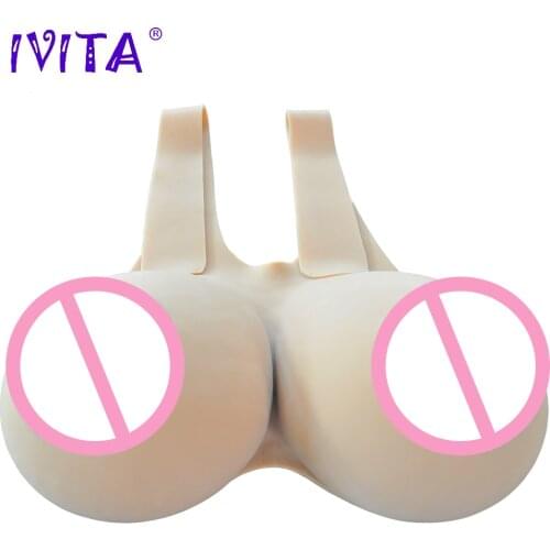 IVITA 16KG Artifical Silicone Breast Forms Suntan Fake Boobs False Breast For Crossdresser Transgender Drag Queen Enhancer