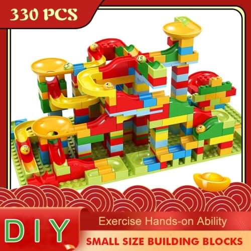 Small Block Marble Race Run Maze Ball Track Building Blocks Funnel Slide Blocks DIY Assembly Bricks Toy For Children Gift