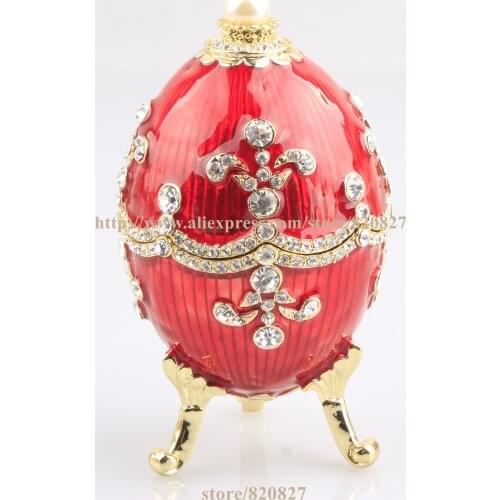 Faberge Egg Trinket Box Hand Made Gift Crystal Faberge Easter Egg Figurine Decor Vintage Russia Egg Magnet Craft