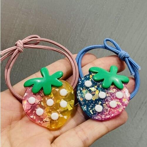 2Pcs Strawberry Hair ring Colorful Hair Bands Headwear Girls Rubber Band Elastic Hair Bands Korean Children Hair Accessories