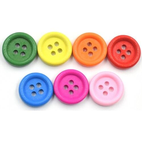 50Pcs Round Wooden Buttons multi-colors For Handwork Sewing Scrapbook DIY Craft Home decoration Gift Decoration Accessories