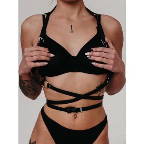 Fashion Harness Bra Womens Belt Bondage Garter Belts Women Sexy Goth Leather Harness Erotic Body Belt Suspenders Chest