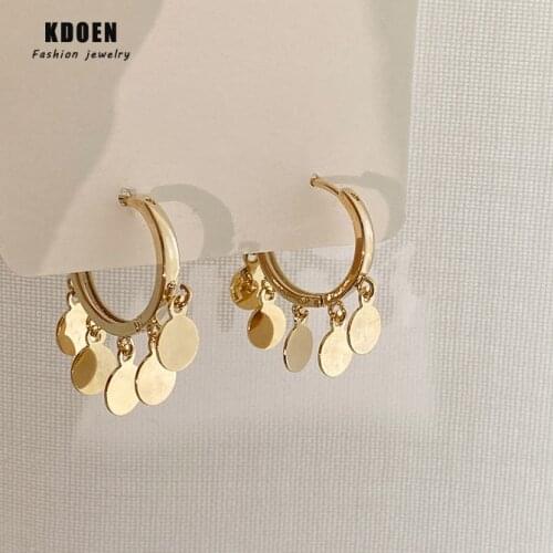 European and American Fashion Metal Disc Pendant Earrings Hip Hop Unusual Earrings Party Feminine Elegant For Woman Jewelry