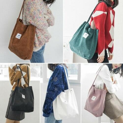 Fashion Women Shopping Bags Durable Casual Canvas Tote Large Capacity Handbag Corduroy Casual Shoulder Bag