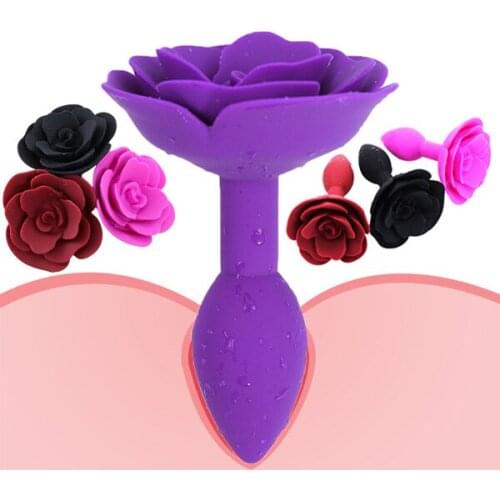 Soft Silicone Rose Flower Anal Plug Dildo Butt Plug Anal Tail Prostate Massager Couple Anal Training Masturbation Adult Sex Shop
