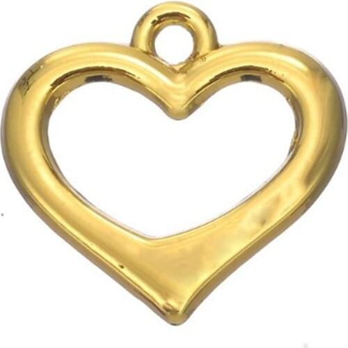 2021 New Rhodium or gold color open romantic heart charms for necklace