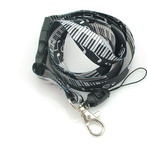 New "Piano Key Board with note" Neck Strap Polyester Key Chain Lanyards Mobile Phone Lanyard ID Card Holder 12pcs/lot Wholesale