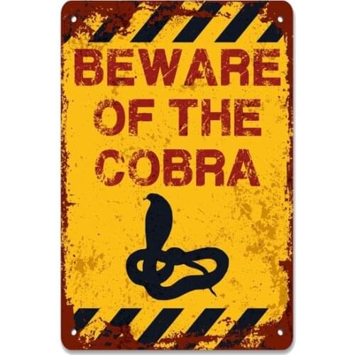 Beware of the Cobra Snake Lover Gift Metal Sign Vintage Retro Tin Sign Metal Sign Decor for Garage Home Bar Pub Store Shop Hotel