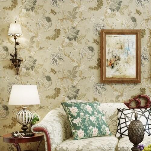 Q QIHANG American Country retro Rural Style Bedroom Living Room Non-woven Wallpaper Vintage Yellow 10M*0.53M=5.3M2