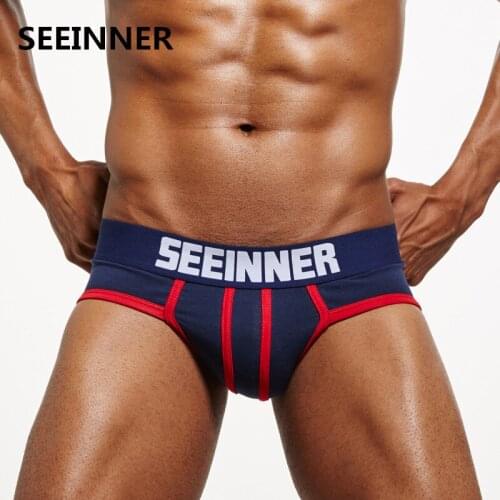 SEEINNER Brand Mens Underwear Foreign Trade Hot Selling Cotton Stitching Mens Briefs U Convex Design