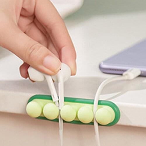 Pea Silicone Cable Manager USB Cable Winder Organizer in Car Desktop Tidy Clips Wire Holder for Mouse Headphone Cord Management