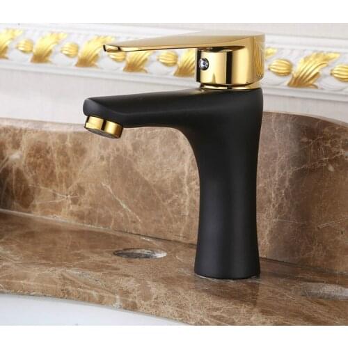 Bathroom Faucets Copper Hot and Cold Water Wash Basin Mixer Tap Single Handle Crane Retro Gold Black Faucet Bathroom