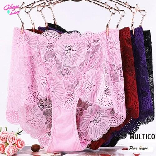 Chau Lui Sexy Lace Panties Women Fashion Cozy Lingerie Tempting Pretty Briefs High Quality Cotton hight Waist Women Underwear
