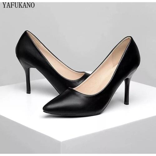 Professional Single Shoes Simple Comfort Work Shoes Black High Heels Formal Wear Leather Shoes Sexy Small Size Womens Shoes 32