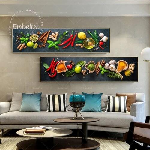 Embelish 1 Pieces Large Wall Art Posters For Kitchen Home Decor Various Herbs And Spices HD Print Canvas Oil Restaurant Painting