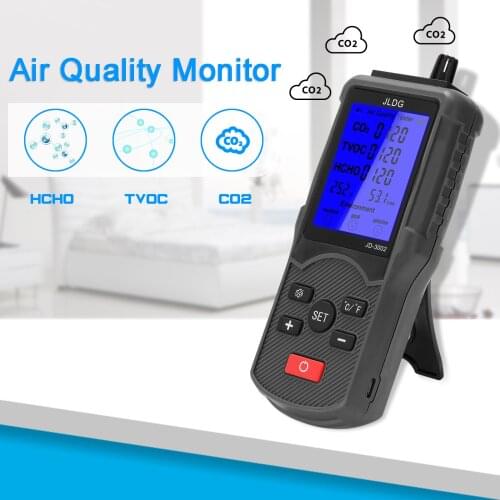 JD-3002 Air Quality Tester Multifunctional CO2 TVOC HCHO Meter Temperature Humidity Measuring Device With Large LCD Display