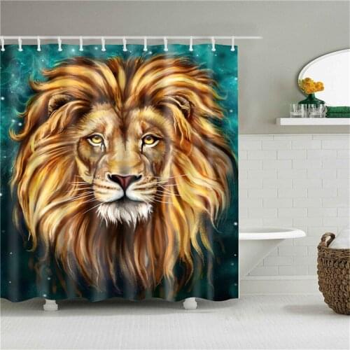 Lion Tiger Leopard Animals Prints Bathroom Shower Curtain Waterproof Polyester Fabric for Curtains Bath Screen Home Decoration