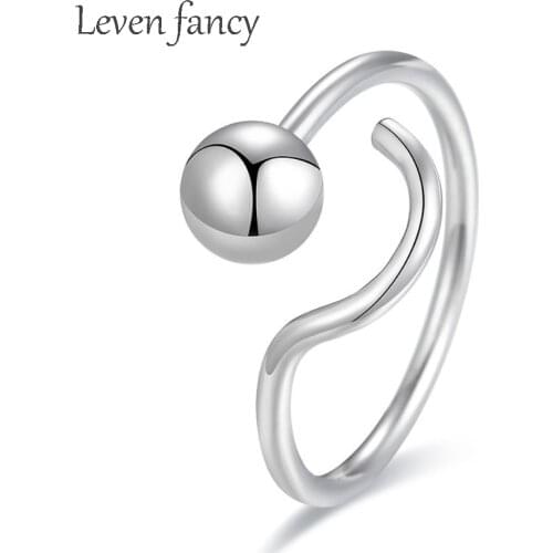 S925 Sterling Silver Statement Open Ball Ring Adjustable Finger Band Engagement Rings for Women Girls Girlfriend Jewelry Gifts