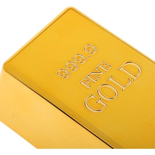 2 Pieces Fake Fine Gold Bar Bullion Paperweight Prop Table Decor Gifts