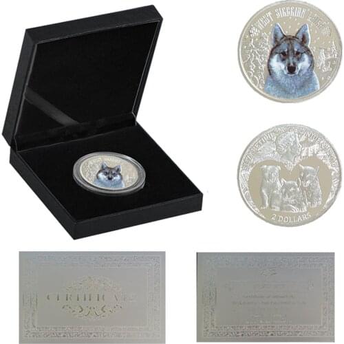 2014 Snow Wolf 1OZ Silver Coin Elizabeth II Protect Wildlife Challenge Coins Collectibles W/ Luxury Box