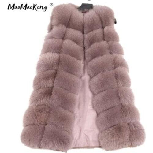 Maomaokong 2020 new Fashion 100% Fox Fur Vest Women Real Natural Whole Fox Fur Coat 90CM Long Winter Fur Jacket Waistcoat
