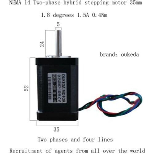 35 stepper motor 2 phase NEMA14 hybrid stepper motor 1.5A 0.4Nm