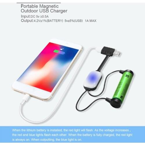 A10 Battery Charger for Li-ion Batteries Multifunction Magnetic USB Charger Mini Charging/Discharging Power Bank For 18650 25500