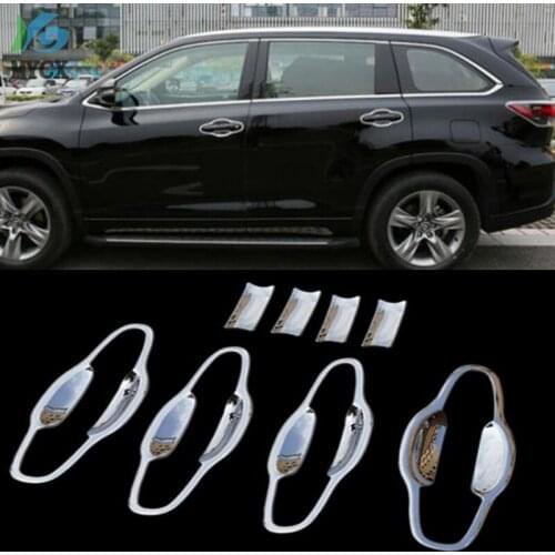 ACCESSORIES FIT FOR TOYOTA HIGHLANDER KLUGER 2014 2015 CHROME DOOR HANDLE BOWL COVER CUP CAVITY MOLDING TRIM