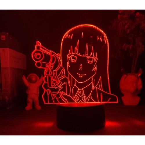 Anime Kakegurui Lamp Lovely Compulsive Gambler Character Art work for Otaku Bedroom Decoration Nightlight 3D LED Night Lights