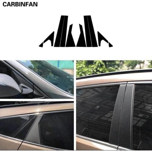 Car Styling Carbon Fiber Window Trim Garnish Pillar Middle Sticker Decoration Film For Hyundai Santa Fe 2013-2018 ix45