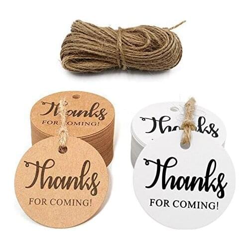 Paper tag 100pcs thanks for coming paper tags with hole wedding party decoration gift tags Packaging Hang round Tags stationery