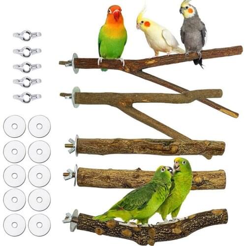 Parrot Perches Wooden Bird Perch Stands Bird Cage Perch Accessory Bird Tree Branch Stand Rack Tools Parrot Standing toys