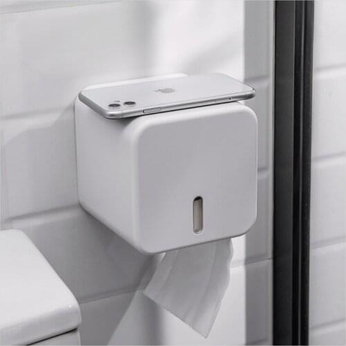 Toilet Paper Holder Waterproof Wall Mount Shelf Toilet Paper Tray Roll Paper Towel Holder Case Tube Storage Box Tray