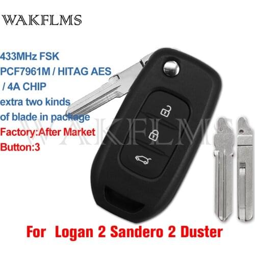 For Renault Logan 2 Sandero 2 Duster 2013 2014 2015 2016 2017 2018 2019 2020 Flip Remote Car Key 433MHz Three Kinds Of Blade