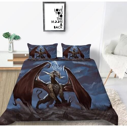 Earth Dragon Bedding Set Queen Mysterious Ligftning Duvet Cover Cartoon King Twin Full Single Double Unique Design Bed Set