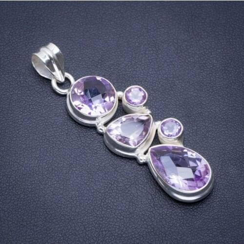 Natural Amethyst Handmade Unique 925 Sterling Silver Pendant 2" A1607