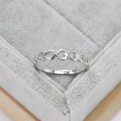 Best selling European and American S925 silver fashion simple wedding ring heart-shaped creative jewelry womens gifts