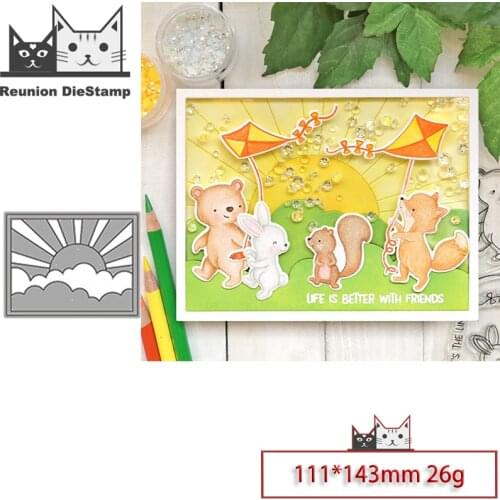 Reunion Sunshine Background Frame Metal Cutting Dies DIY Scrapbooking Paper Photo Album Crafts Mould Card Embossing Mold Stencil