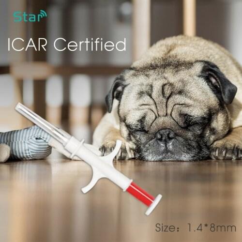 Free Shipping 134.2KHz Pet Microchips 1.4x8mm ISO11784/785 FDX-B cat dog injector snake syringes EM4305 fish microchip tag