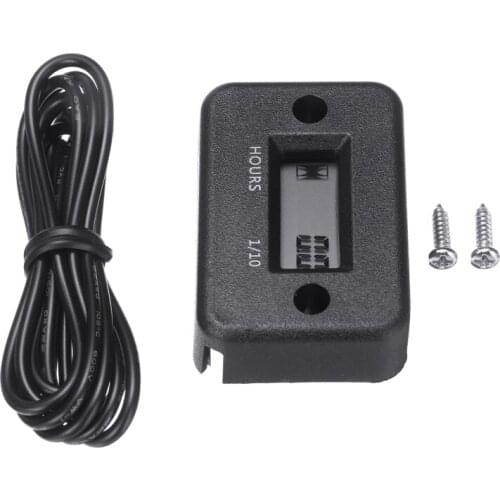 Motorcycle Auto Scooter Marine Generator Engine Digital LCD Counter Hour Meter Tool with Battery Wire