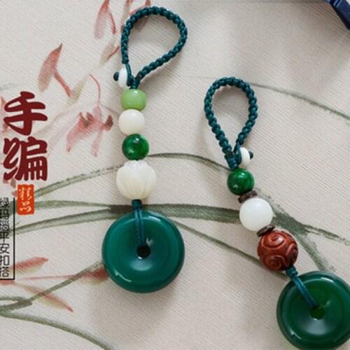 Natural Agate Keychain Car Pendants Creative Key Chain Handmade Gift Peace Buckle Meaning Safety Good Luck Wishes