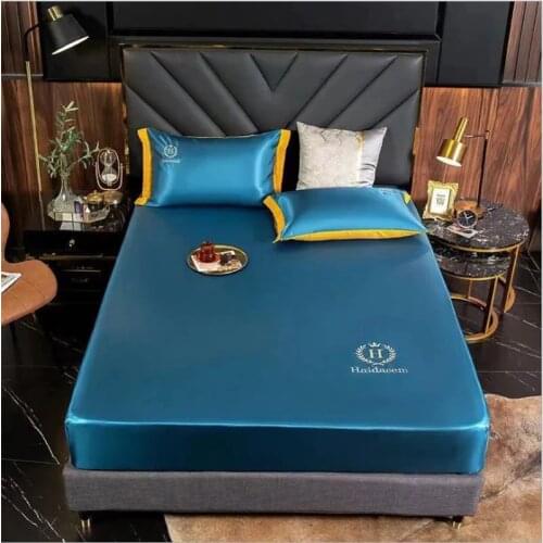 2021 embroidered new fitted sheets, ice silk mattress cover, skin-friendly nude sleeping bedding, washed silk bed sheet set